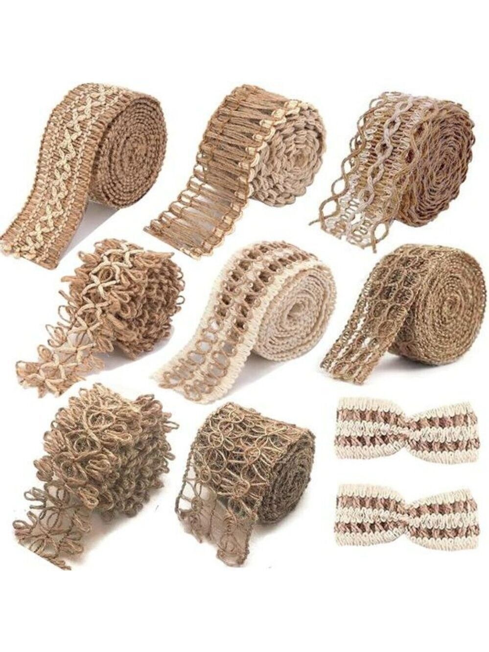 Rustic Jute Lace Ribbon 8 Rolls 17 6 Yards Burlap Ribbon for Crafts Wedding Deco